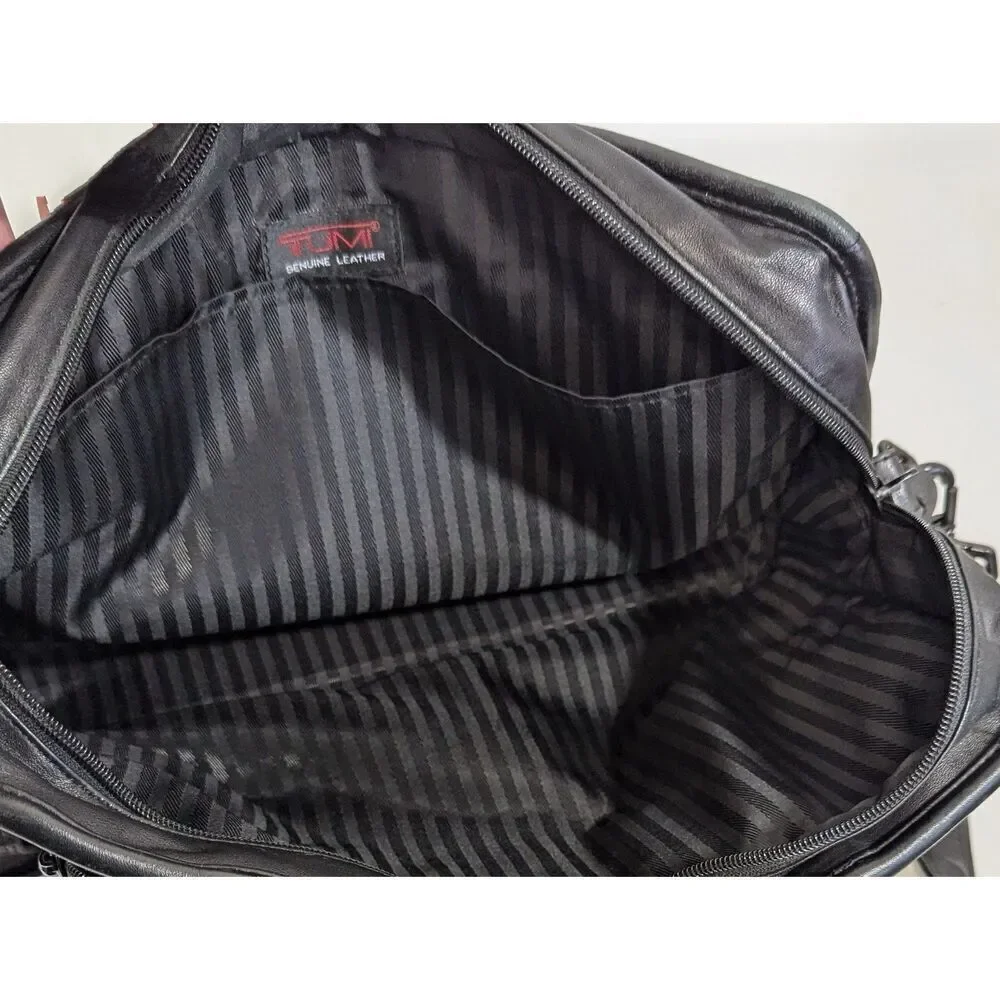 Tumi Nappa Leather 2Way Briefcase Business Bag‎ Black w/ Laptop Sleeve